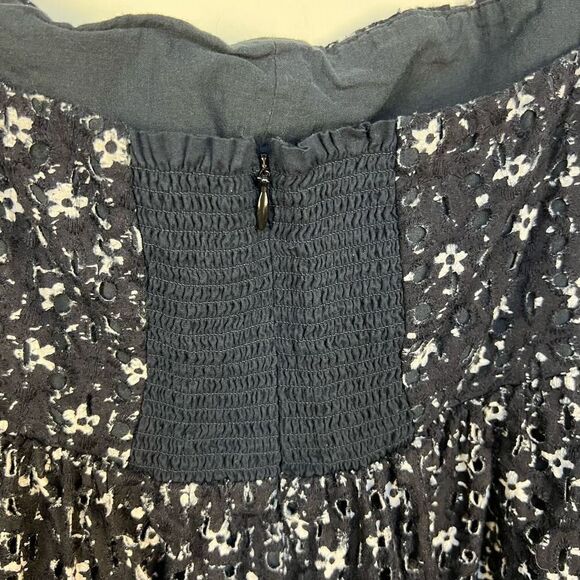 Maeve Anthropologie Lillianne Floral Mini Dress eyelet lace smocked size 0 - Picture 8 of 13